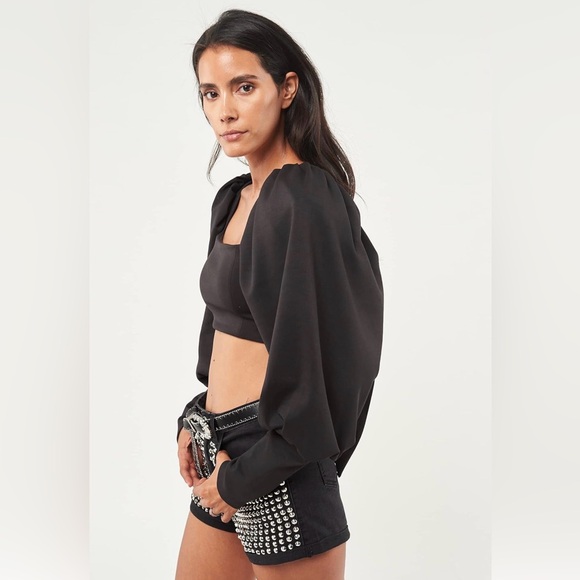 Women's Black Statement Crop top - Picture 2 of 5